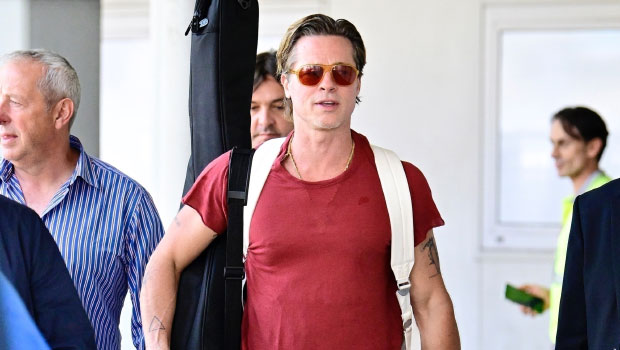 Brad Pitt Rocks Rainbow Sneakers, Carries Guitar In Venice: Photo – Hollywood Life