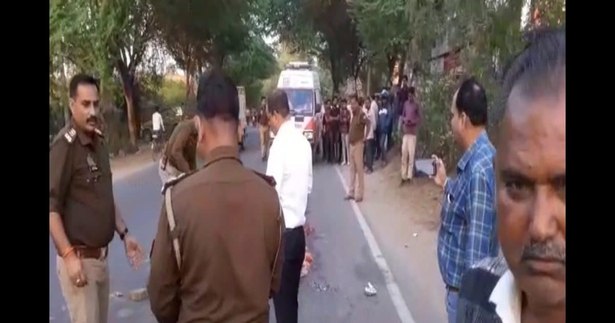 Mahoba road acccident truk hit and drag scooter riders oldman and his grandson both killed viral video