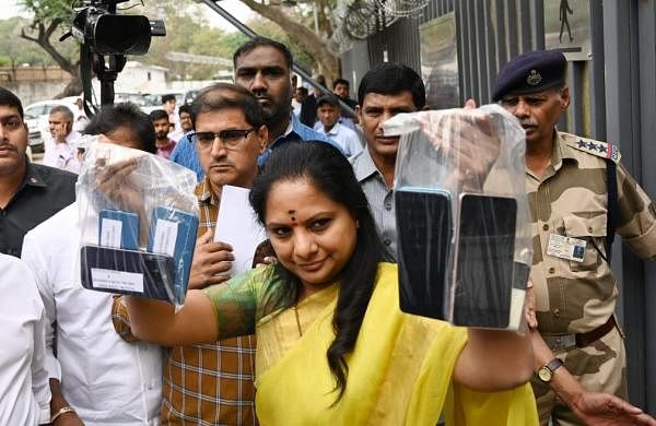 BRS leader Kavitha appears before ED, surrenders phones to agency-