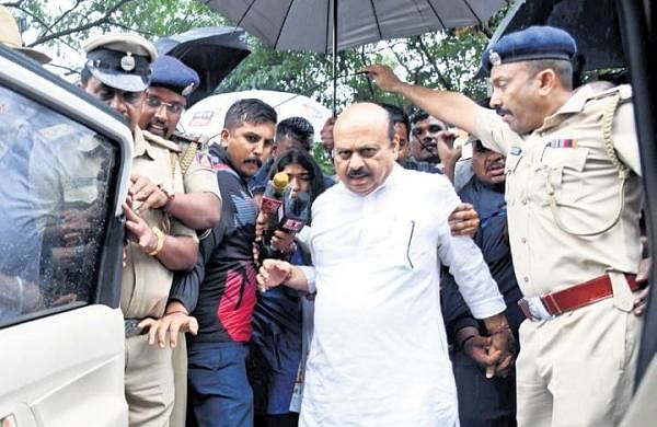 Police detain former CM Bommai for protesting outside assembly against suspension of MLAs-
