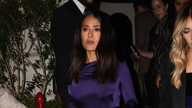 Salma Hayek and Her Daughter Valentina Wear Matching Purple Dresses – Hollywood Life