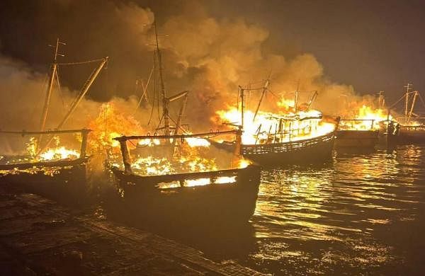 Fire at Visakhapatnam jetty area guts around 36 mechanised boats-