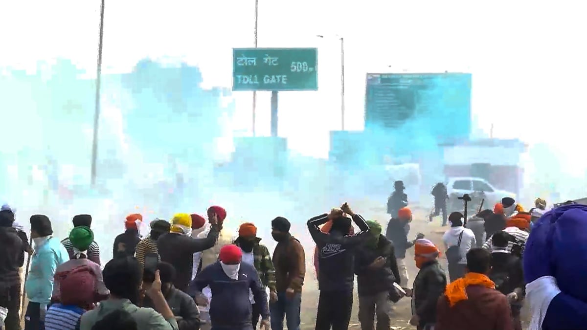 Chaos at Punjab-Haryana border as Khattar Govt uses tear gas, cane to block farmer protests